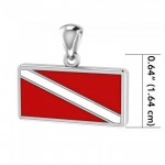 Believe and dive further ~ Sterling Silver Jewelry Dive Flag Pendant