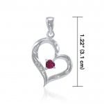 Elegant Heart Silver Pendant with Gemstone