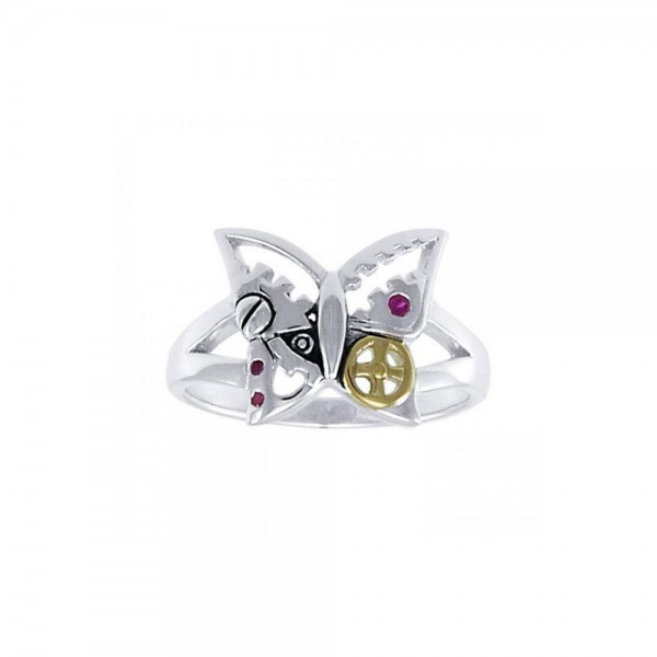 Butterfly Steampunk Argent et Or Accent