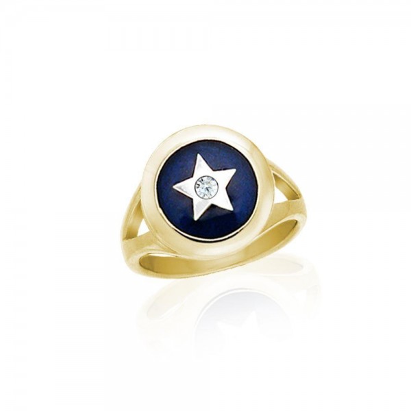 Gold Accented Spiritual Eye Ring