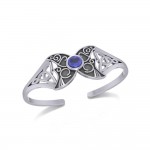 Celtic Blue Moon Sterling Silver Cuff Bracelet with a Gemstone Centerpiece