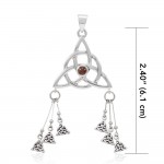 Seven Triquetra Silver Pendant with Gemstone