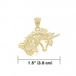 Celtic Unicorn Solid Gold Pendant