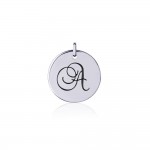 Letter A Silver Disc Charm