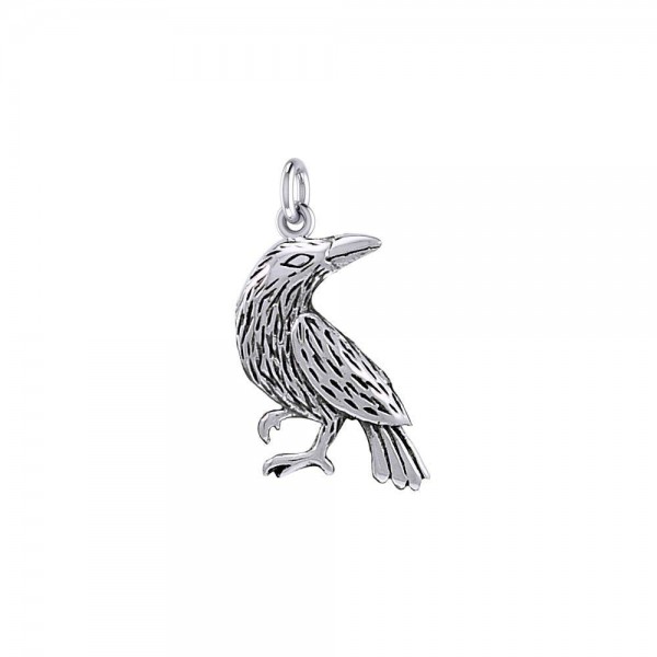 Small Raven Silver Charm