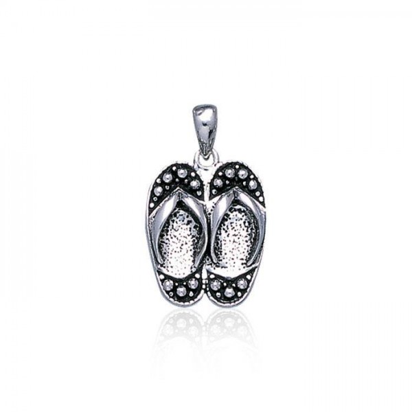 Happy Feet ~ Sterling Silver Large Flip Flops Pendant Jewelry