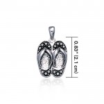 Happy Feet ~ Sterling Silver Large Flip Flops Pendant Jewelry