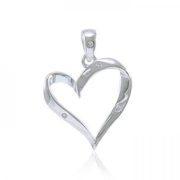 Elegant Heart Silver Pendant