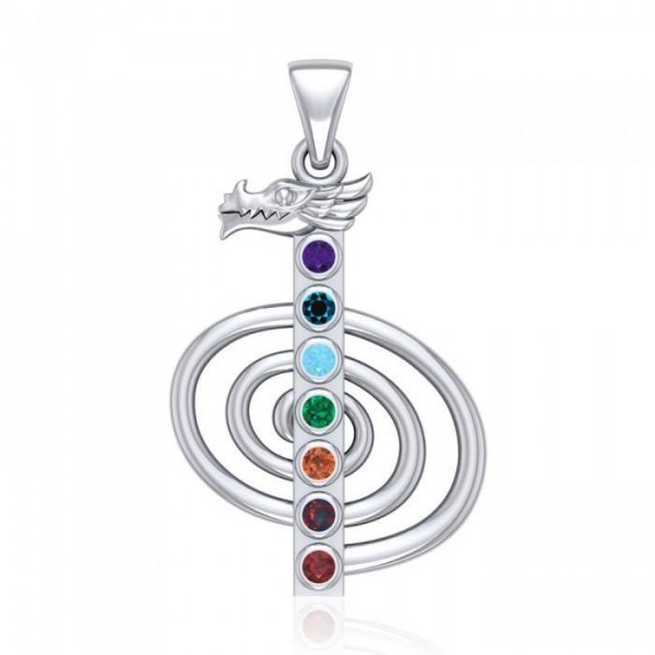The Reiki Cho Ku Rei with Dragon Head Sterling Silver Pendant with Chakra
