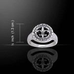 Celtic Knotwork Fleur De Lis Silver Ring