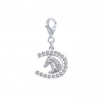 Horseshoe with Gems Silver Clip Charm