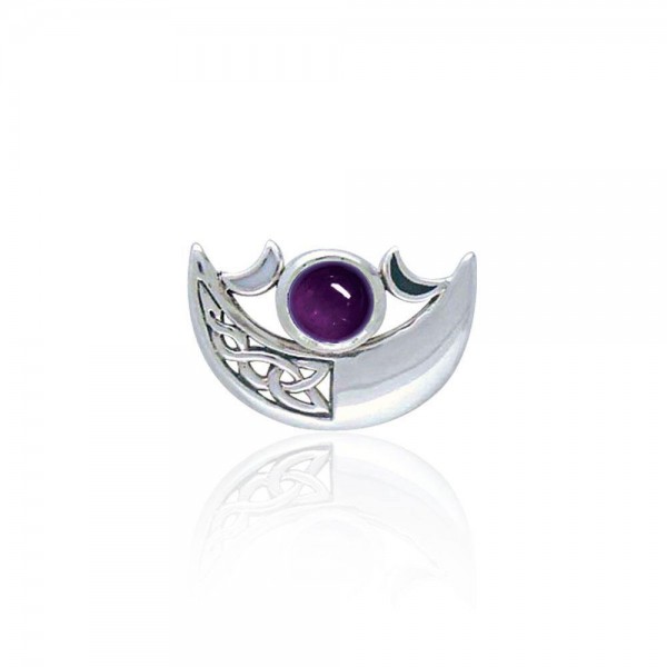 Be enchanted by the Crescent Moonbs celestial beauty ~ Sterling Silver Pendant with Gemstone