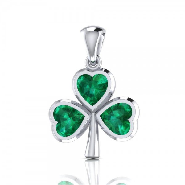 The unsurpassed fascination in a Shamrock ~ Sterling Silver Jewelry Small Pendant with Gemstones