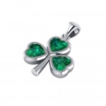 The unsurpassed fascination in a Shamrock ~ Sterling Silver Jewelry Small Pendant with Gemstones