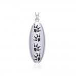 Wolf Tracks Sterling Silver Large Pendant