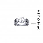 Peace Symbol Silver Band Ring