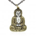 Pendentif et chaîne de Bouddha assis en argent et en or par Amy Zerner