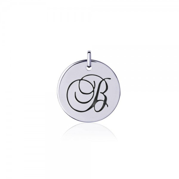 Letter B Silver Disc Charm