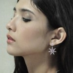 Dangling Gemstone Elven Star with Oak Leaf Post Earrings