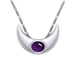 An elegant reminder of Crescent Moon's power ~ Sterling Silver Necklace with Gemstone