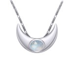 An elegant reminder of Crescent Moons power ~ Sterling Silver Necklace with Gemstone