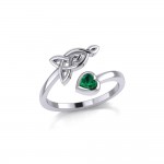 Celtic Motherhood Triquetra or Trinity Knot Silver Ring With Heart Gem