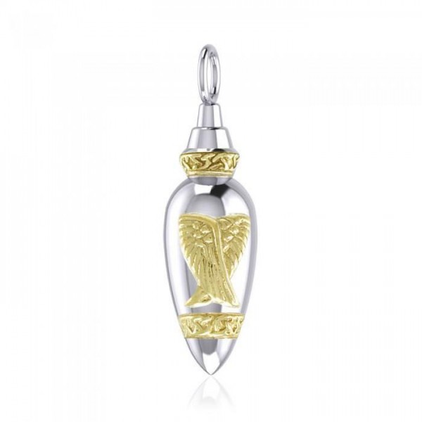 Celtic Angel Wing Silver and Gold Bottle Pendant