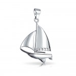Enjoy sailing ~ Sterling Silver Sailboat Pendant Jewelry