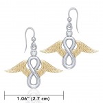 Angel Wings and Infinity Symbol with Gemstone Silver and Gold EarringsB