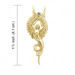 Capturé par la grâce de l’ange Phoenix ~ Pendentif de bijoux en or massif sterling avec pierre précieuse