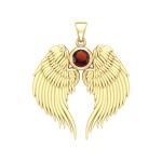 Pendentif en argent Guardian Angel Wings avec pierre de naissance
