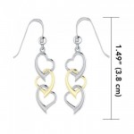 Triple Heart Silver and Gold Earring