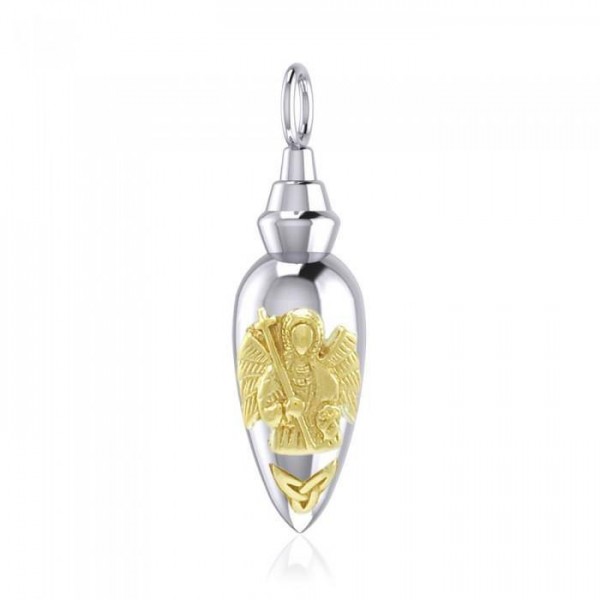 Archangel Gabriel Triquetra Silver and Gold Vial Pendant