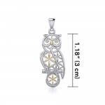 Owl with Flower of Life Silver and Gold Pendant