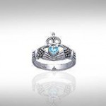 The love worth living for  ~ Celtic Knotwork Claddagh Sterling Silver Ring with Marcasite Gemstone