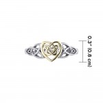 Celtic Knotwork Heart Silver and Gold Ring
