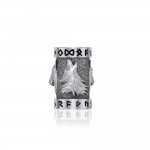 Wolf with Rune Symbol Silver Bead