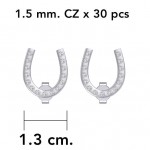 Horseshoe with Gems Silver Post Earrings