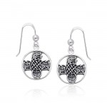 Celtic Lismore Cross Silver Earrings