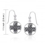 Celtic Lismore Cross Silver Earrings