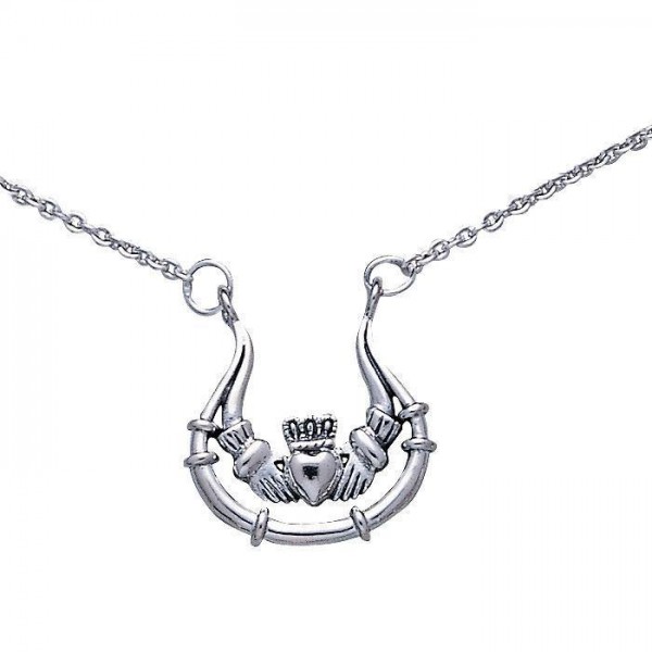 Irish Claddagh Silver Necklace