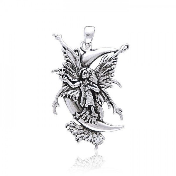 Amy Brown Stargazer Moon Fairy ~ Sterling Silver Jewelry Pendant
