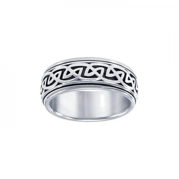 We are connected as one ~ Sterling Silver Celtic Knotwork Spinner Ring