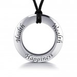Health Wealth Happiness Silver Pendant and Cord Set