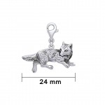 Celtic Wolf Silver Clip on Charm