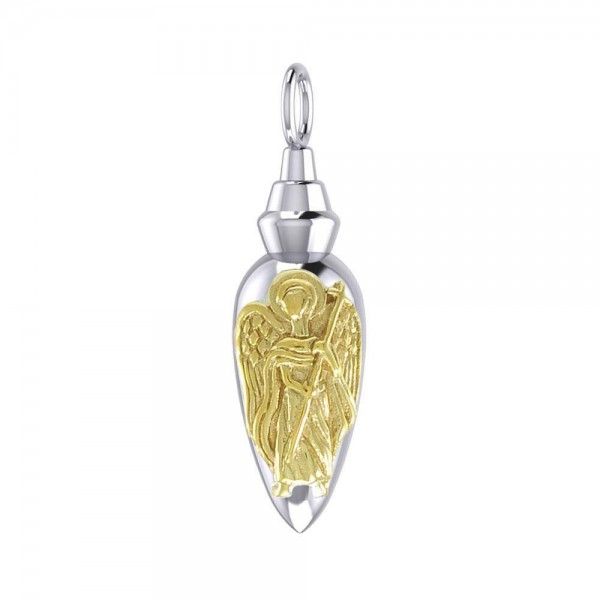 Archangel Raphael Silver and Gold Vial Pendant