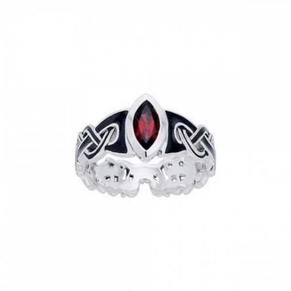 Silver Mammen Weave Ring with Gem