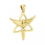 Angel Trinity Knot Sterling Solid Gold Pendant