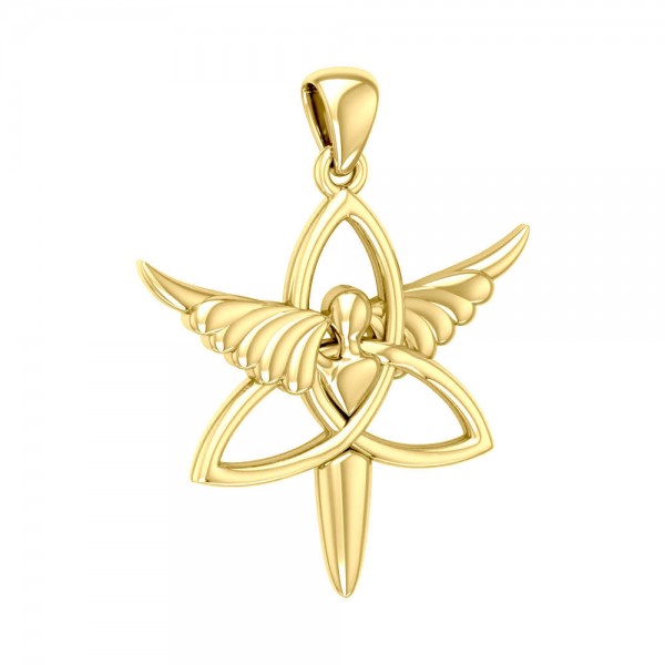 Angel Trinity Knot Sterling Solid Gold Pendant