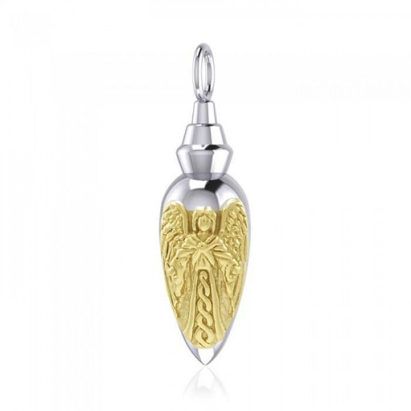 Archangel Uriel Silver and Gold Vial Pendant